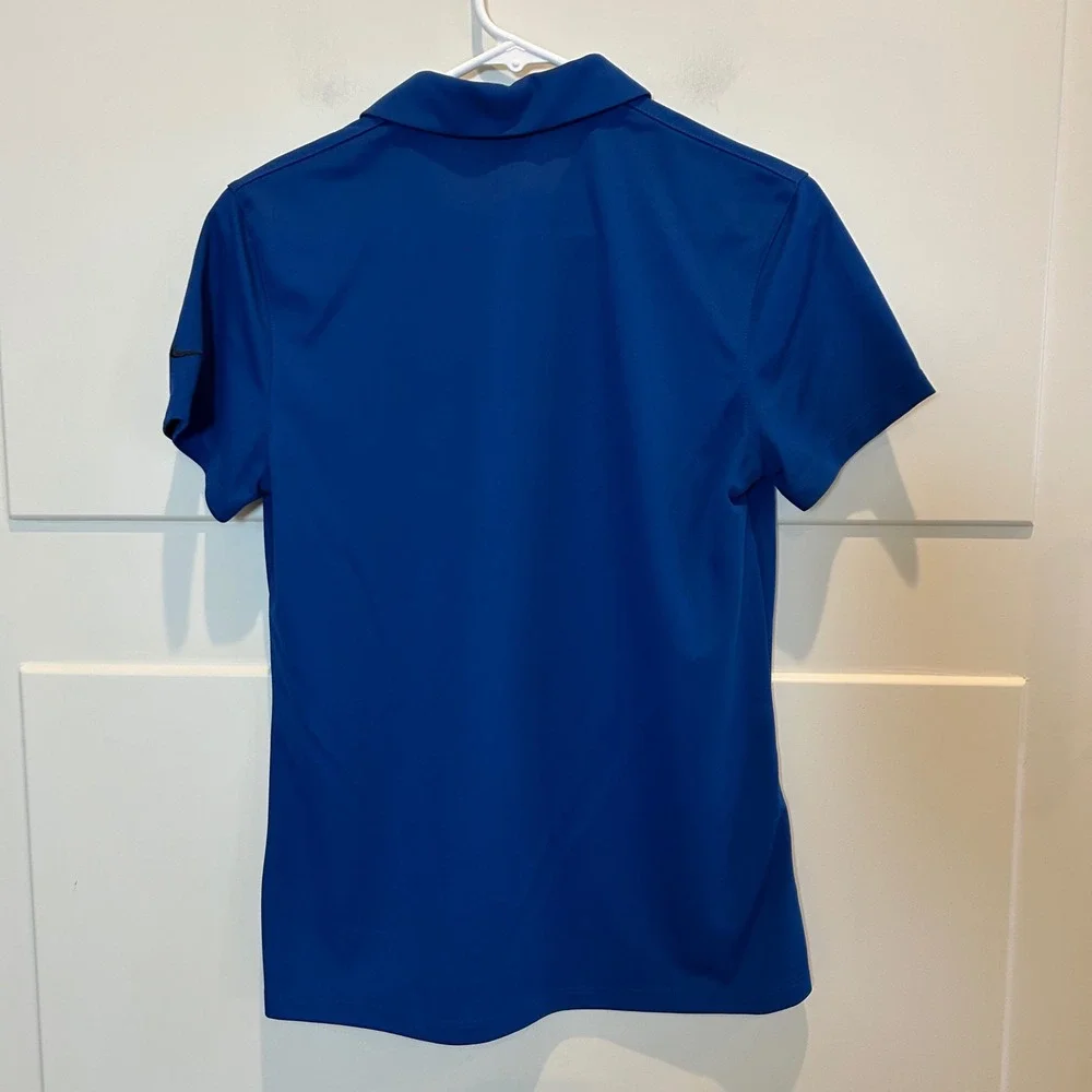 Nike Women Blue Short Sleeve‎ RUN Polo Shirt Athletic Performance Size M